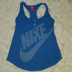 Blue Nike Henley Racerback Tank